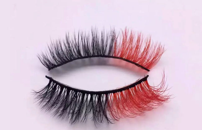 Black/ Red ombre eyelash mink strips